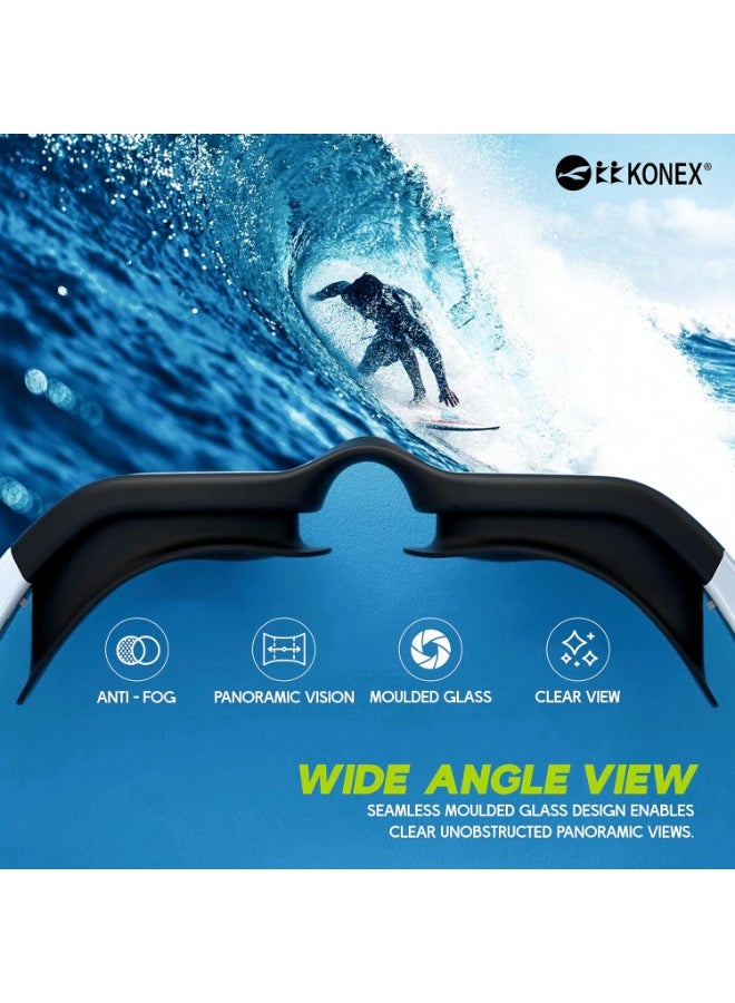 KONEX Anti-Fog Premium Swimming Goggles for Men & Women with UV Protection | Comes with Ear Plugs & Nose Pin | Ideal for Children & Adults (Mercury) - Image 5