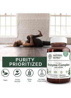 Natural Nutra Plant Based Digestive Enzyme Complex with Herbs, Prevents Stomach, Bloating, Amylase, Bromelain, Lipase, Protease, Lactase, 90 Vegan Capsules  - Image 3