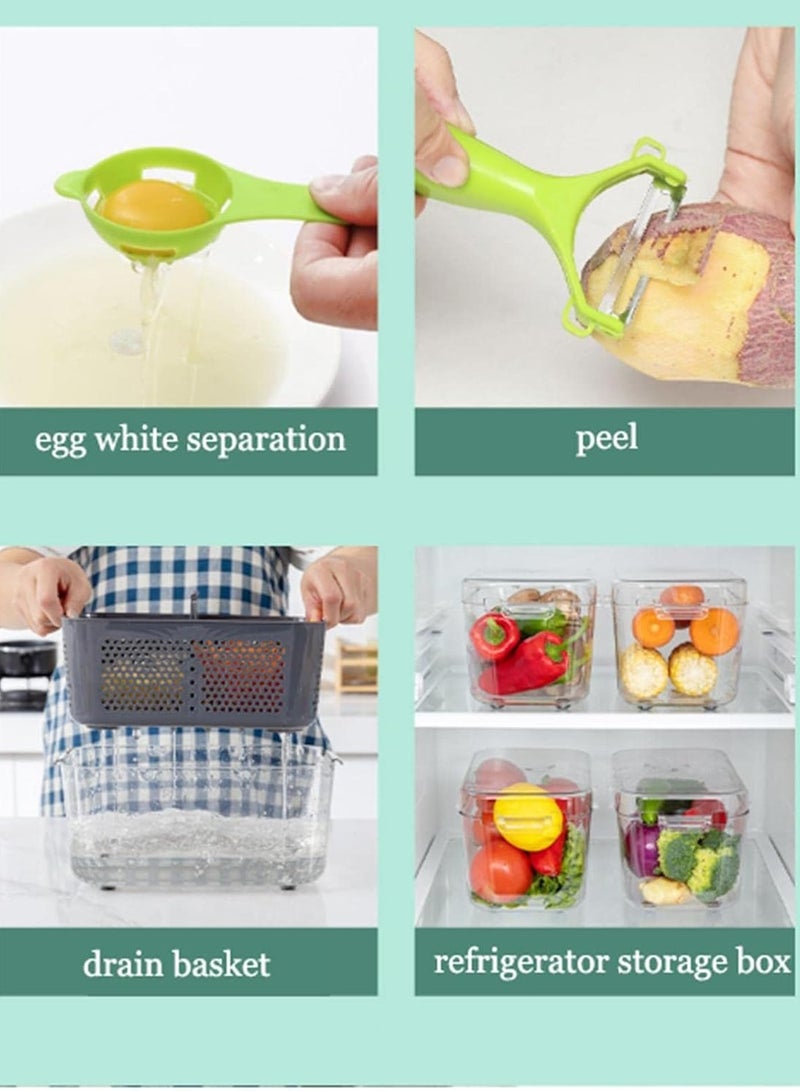 22 Pack Vegetable Chopper Slicer with Container Kitchen Slicer Dicer for Onion Etc with Egg Separator Hand Guard Shredder for Onion Potato Fruit - 13 Blades - Image 5