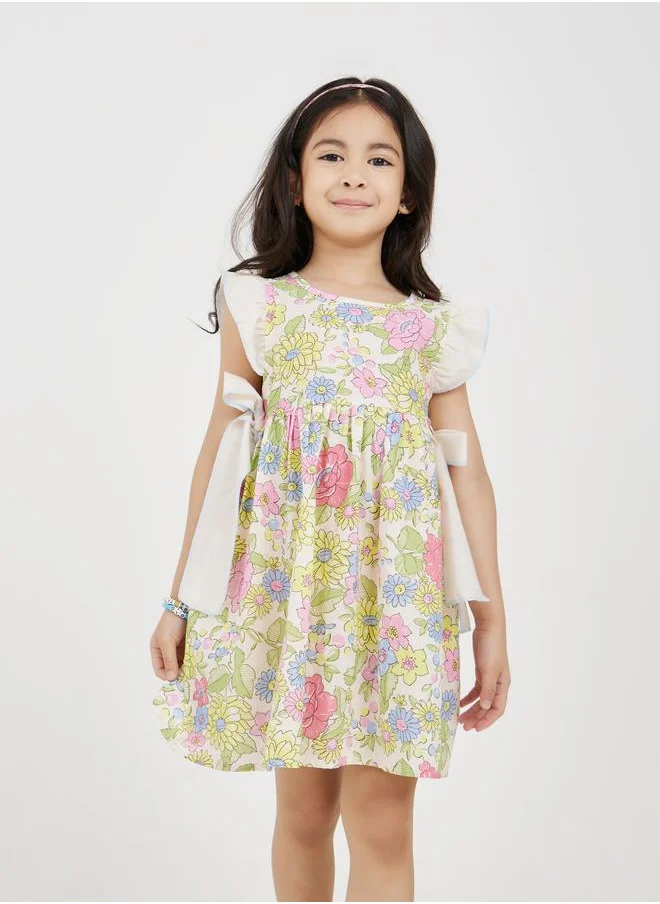 ستايلي Styli  Bow Tie Ruffle Hem Smock Dress