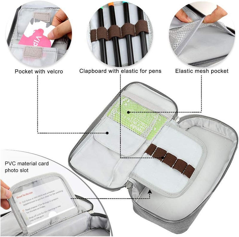 HOME CUBE Pencil Case Capacious Pen Pencil Holder Box Makeup Pens Pouch Oxford Cloth Bag Large Storage Stationery Organizer with Zipper for School & Office - Gray - Image 5