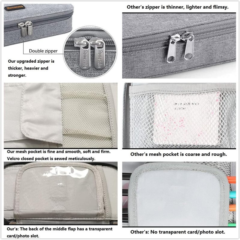 HOME CUBE Pencil Case Capacious Pen Pencil Holder Box Makeup Pens Pouch Oxford Cloth Bag Large Storage Stationery Organizer with Zipper for School & Office - Gray - Image 3