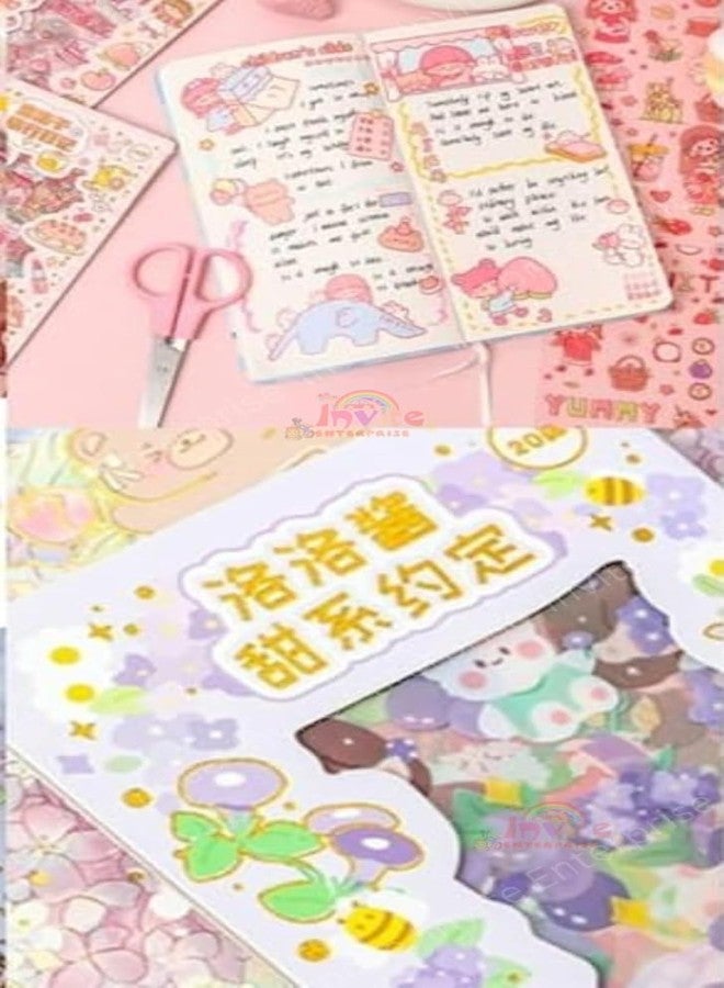 Funspark Cute Colourful 8 Sheet Kawaii Sticker Set – Cartoon Girl, Sweet & Pastel Self-Adhesive Decorative Stickers for Kids Scrapbook, Diary, Planner & DIY Crafts - Image 3
