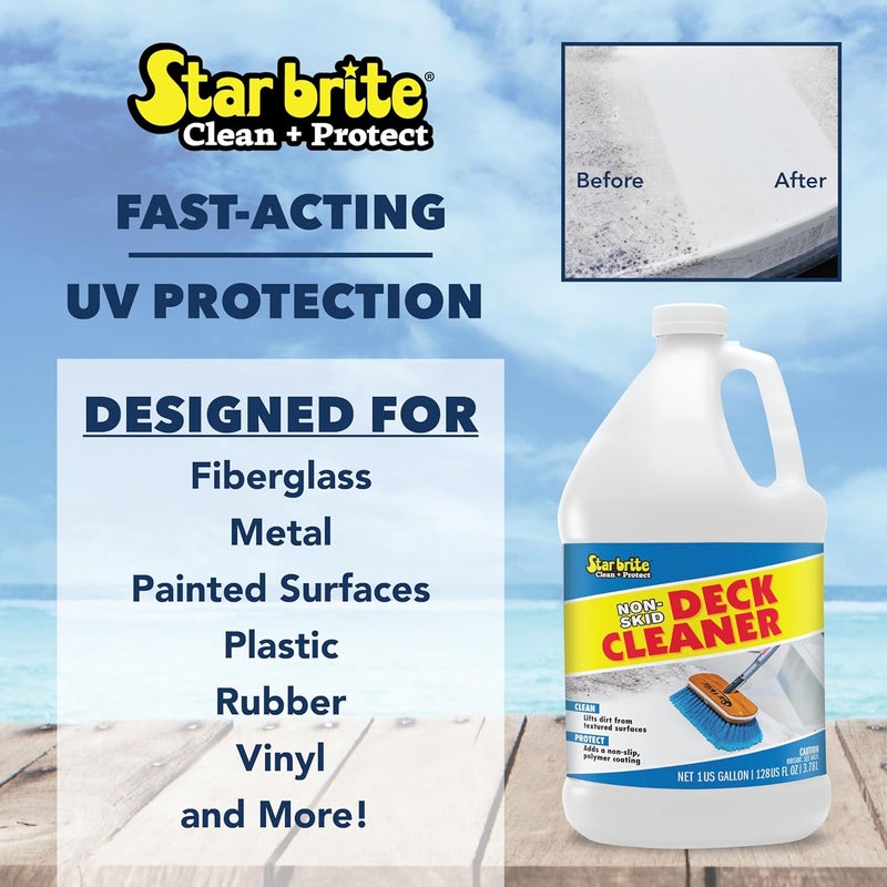 Star Brite منظف سطح غير قابل للانزلاق وحماية - غسيل سطح القارب النهائي - يحمي من البقع المستقبلية والأشعة فوق البنفسجية - مثالي للأسطح المصنوعة من الألياف الزجاجية، الفينيل، البلاستيك، الطلاء والمعادن - Image 4
