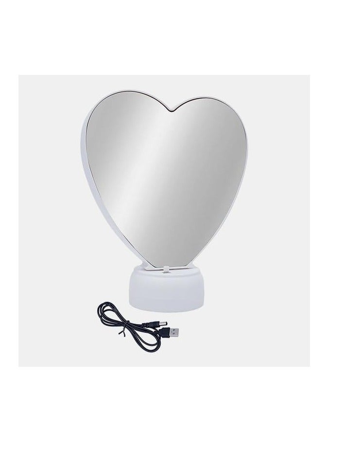 مرآة سحرية مضيئة بإطار LED لإضافة لمسة عصرية لديكور منزلك بتصميم على شكل قلب - Image 3
