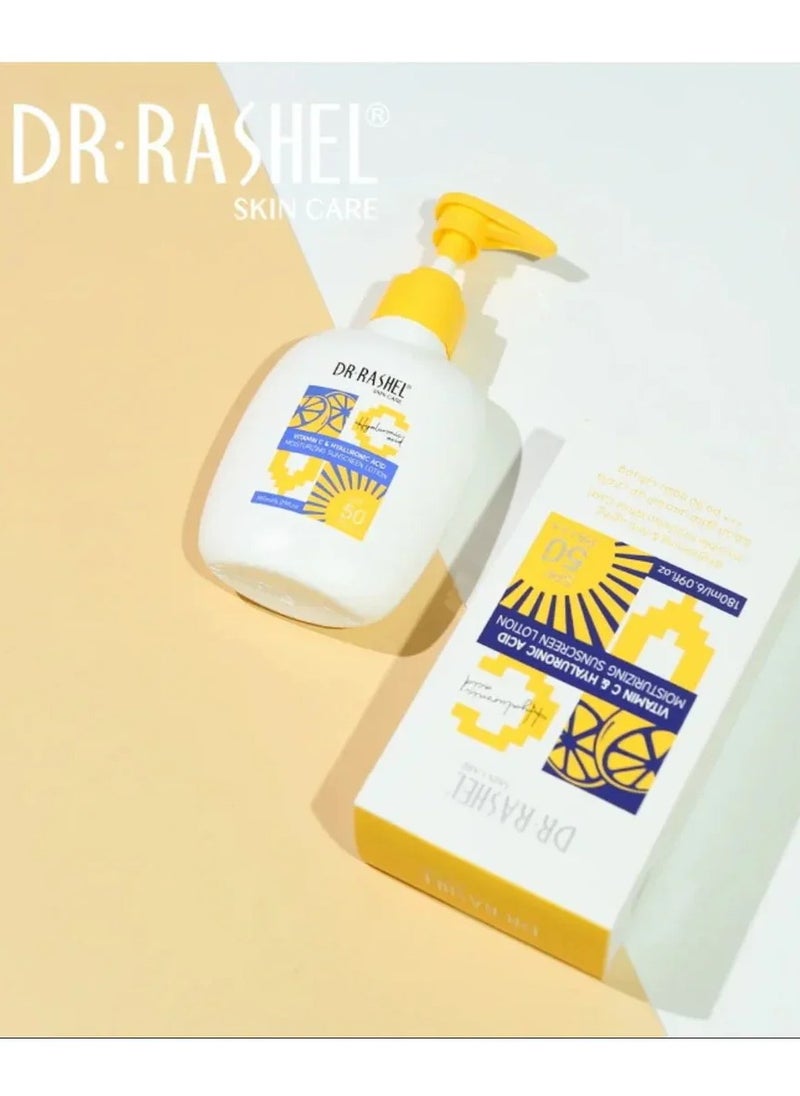 DR.RASHEL BEAUTY ELIXIRS Vitamin C And Hyaluronic Acid Moisturizing Sunscreen Lotion Spf 50 180 ML 