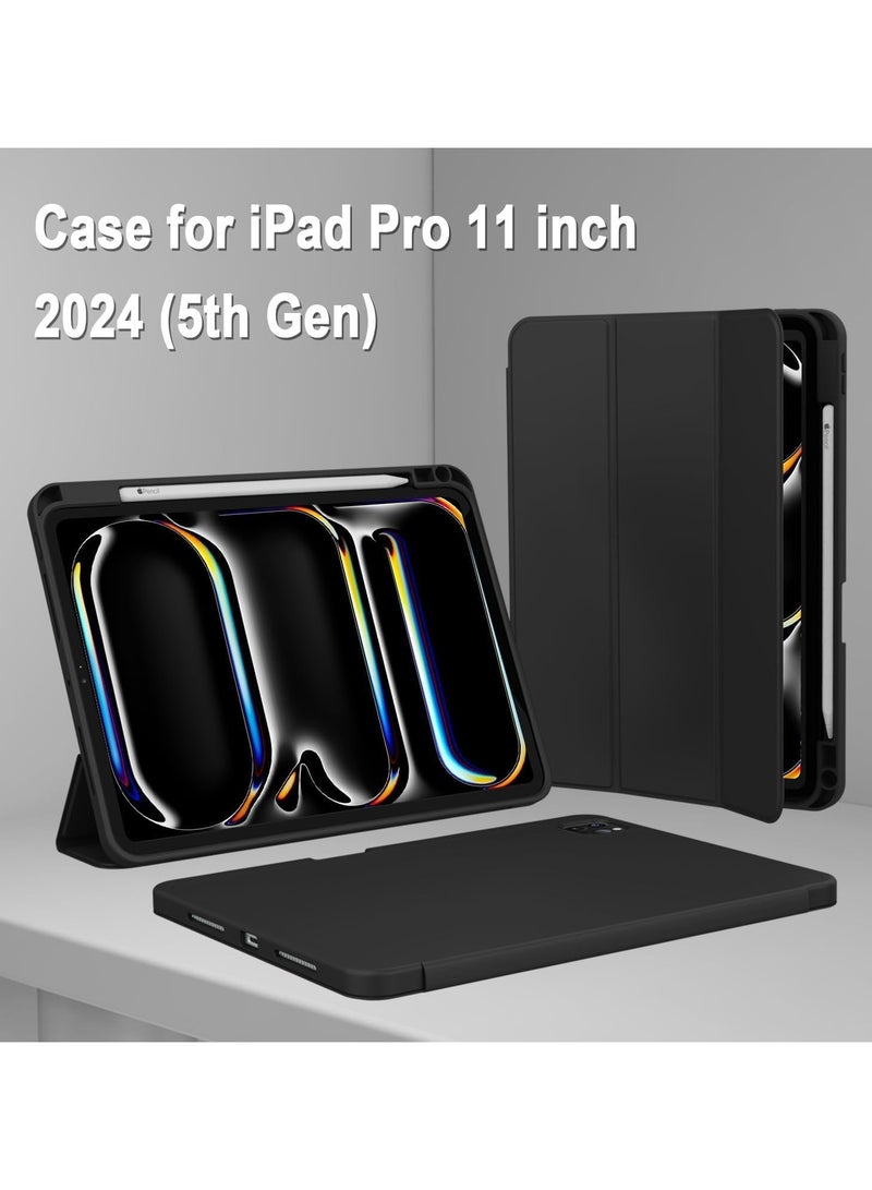 MIGOFAST IPad Pro 11 Inch Case 2024 M4 with Pencil Holder  Trifold Stand with TPU Back Shockproof AND Support Apple Pencil Pro/USB-C Black - Image 4