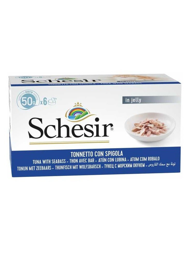 Schesir Multipack Can Tuna With Seabass Cat Wet Food 6X50g - Image 1