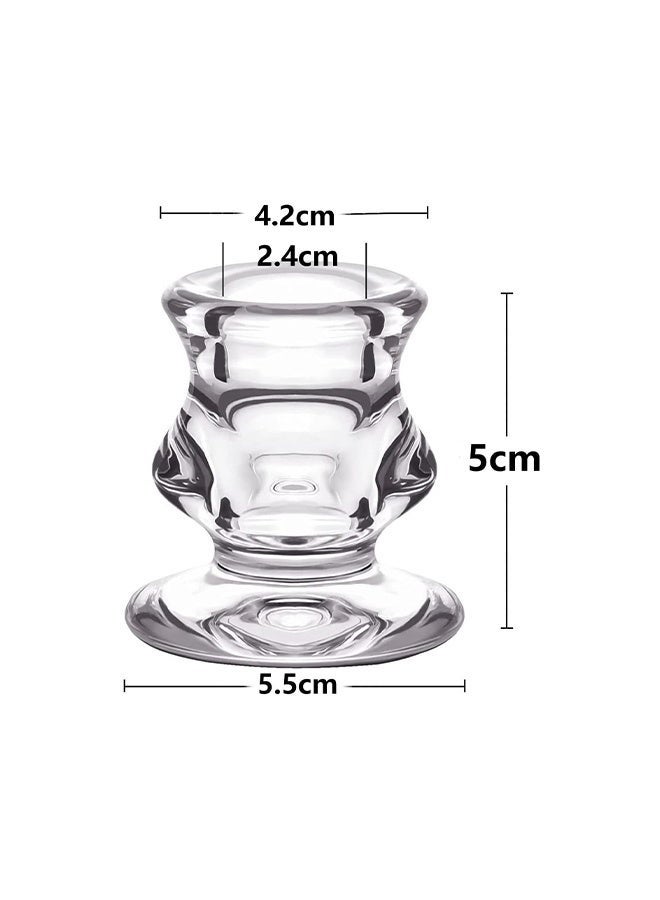 Glass Taper Candleholders - Clear Small Candlestick Holder Bulk, Set of 6 Clear Candleholders for Taper Candles Small Table, Glass Candlestick Holders - Image 3