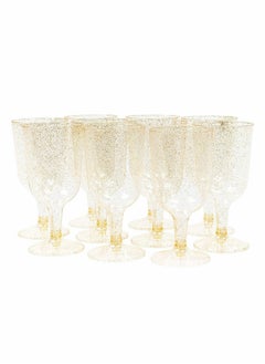 Excefore Plastic Glasses 20 pieces Gold Glitter Premium Glass for Wedding Anniversary Garden Barbecue Party 190ml  - Image 1