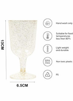 Excefore Plastic Glasses 20 pieces Gold Glitter Premium Glass for Wedding Anniversary Garden Barbecue Party 190ml  - Image 5