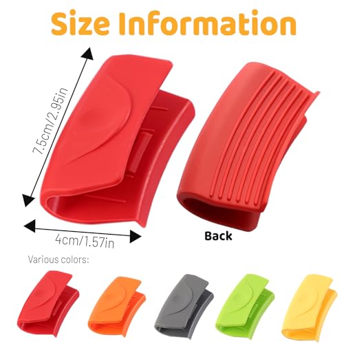 Bagentry 2 Pcs Silicone Hot Handle Holder, Cast Iron Skillet Handle Covers Heat Resistant, Non-Slip Pot Handle Grip Sleeves, Assist Pan Holder Protectors for Griddles Casserole Cookware (Red) - Image 2