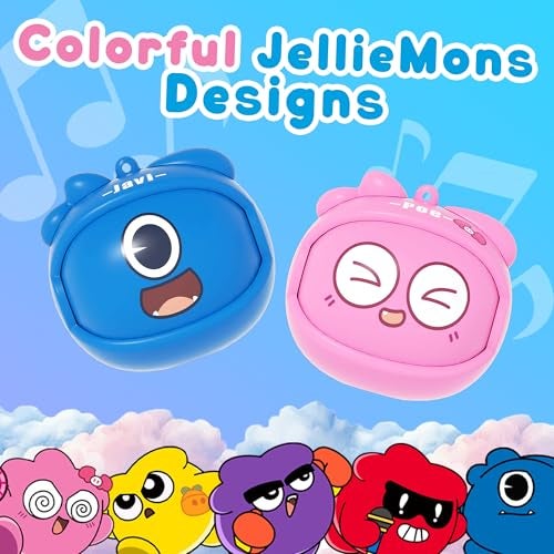 JellieMons PODS Wireless Earbuds for Kids, 3 Changing Faces Motion Sensor Fun Design BT v5.3 USB C Fast Charge Hi-Res Audio 4 Hour Playtime Lightweight Portable Earphones with Loop (JP302BL Blue) - Image 5