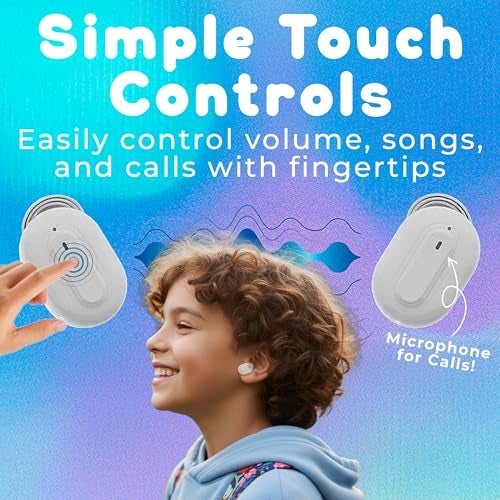 JellieMons PODS Wireless Earbuds for Kids, 3 Changing Faces Motion Sensor Fun Design BT v5.3 USB C Fast Charge Hi-Res Audio 4 Hour Playtime Lightweight Portable Earphones with Loop (JP302BL Blue) - Image 4