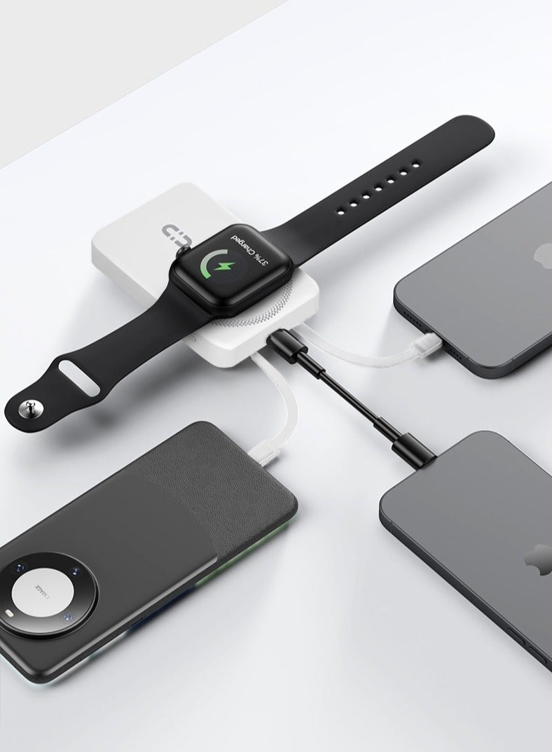 porodo 10000 mAh MagSafe Power Bank 10000mAh PD 22.5W Fast Charging Powerbank, Built-in Type-C & Lighting Cables, Digital Display, 15W Wireless Charging, Simultaneous Charging, Magnetic Power Bank - White - Image 4