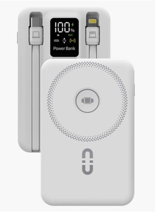 10000mAh Built-in Lightning and Type-C Cables - White