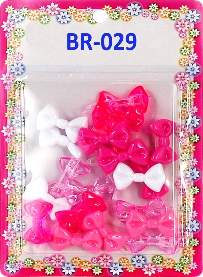 Tara Girls Self Hinge Plastic Mini Bow Hair Barrettes - Pink & White - 20 Pcs. by Tara - Image 1