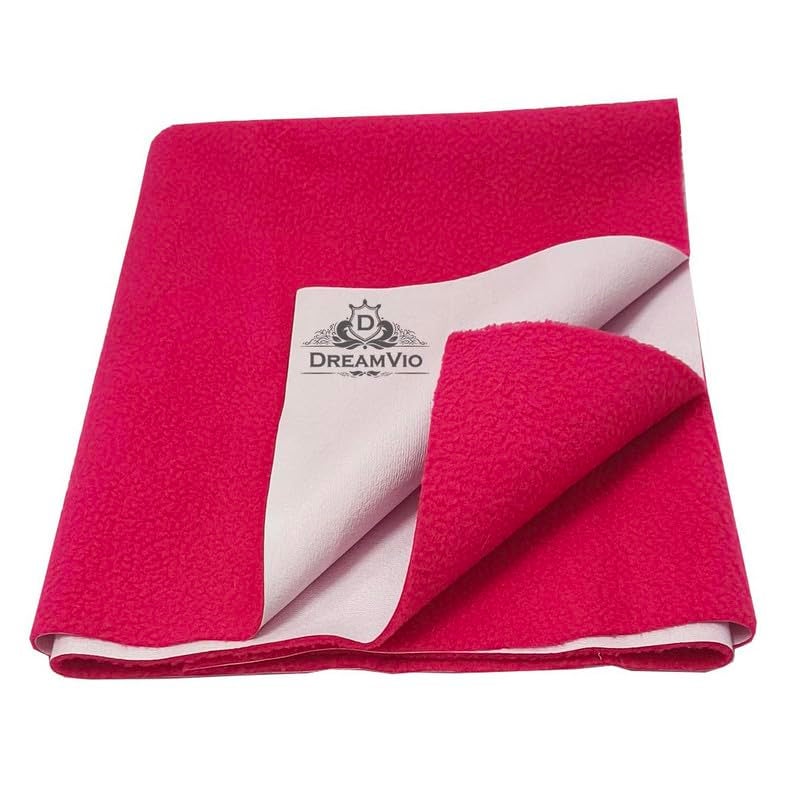 DREAMVIO Cotton Extra Absorbent Waterproof Quick Dry Sheet for Baby Anti Piling Fleece Washable Mattress & Bed Protector Sheet for Toddler Children Single Bed Size, 140x220 cm Pink - Image 2