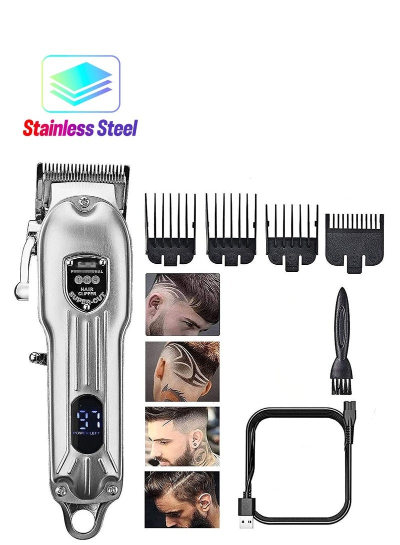 general Professional Hair Clippers for Men, Hair Cutting Kit, Rechargeable Cordless Hair Clippers with LED Display(Silver) - Image 1