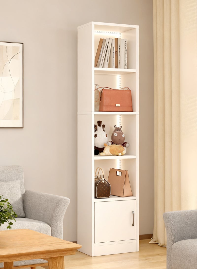 GoldenLike  خزانة عرض تخزين، رف كتب متعدد الطبقات للتخزين مع رف تخزين مزخرف بشريط إضاءة، رف مطبخ لغرفة المعيشة والمكتب المنزلي - Image 1