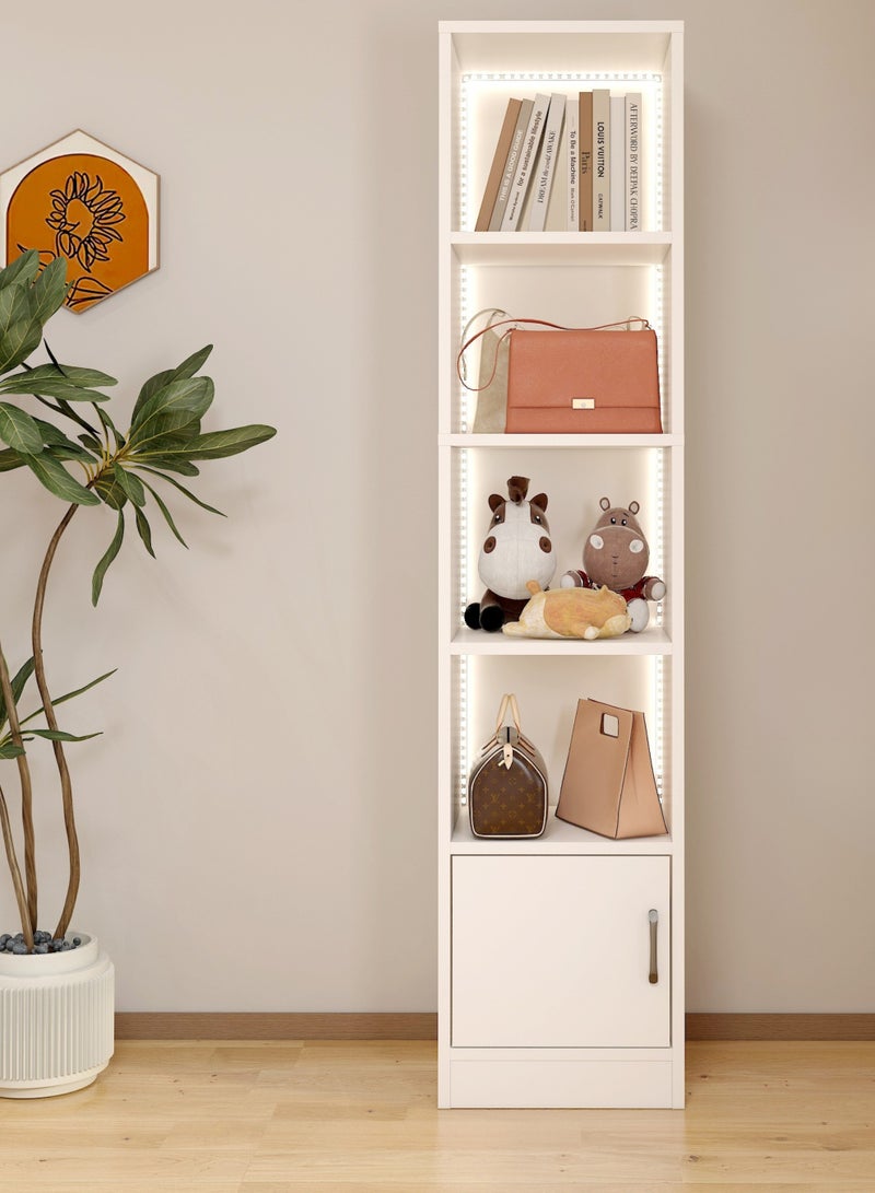 GoldenLike  خزانة عرض تخزين، رف كتب متعدد الطبقات للتخزين مع رف تخزين مزخرف بشريط إضاءة، رف مطبخ لغرفة المعيشة والمكتب المنزلي - Image 2