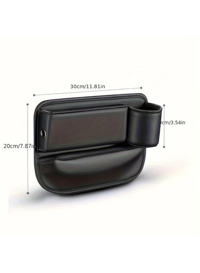 2 Pack Faux Leather Car Seat Gap Filler Storage Box for Phones Cups Accessories - Image 2