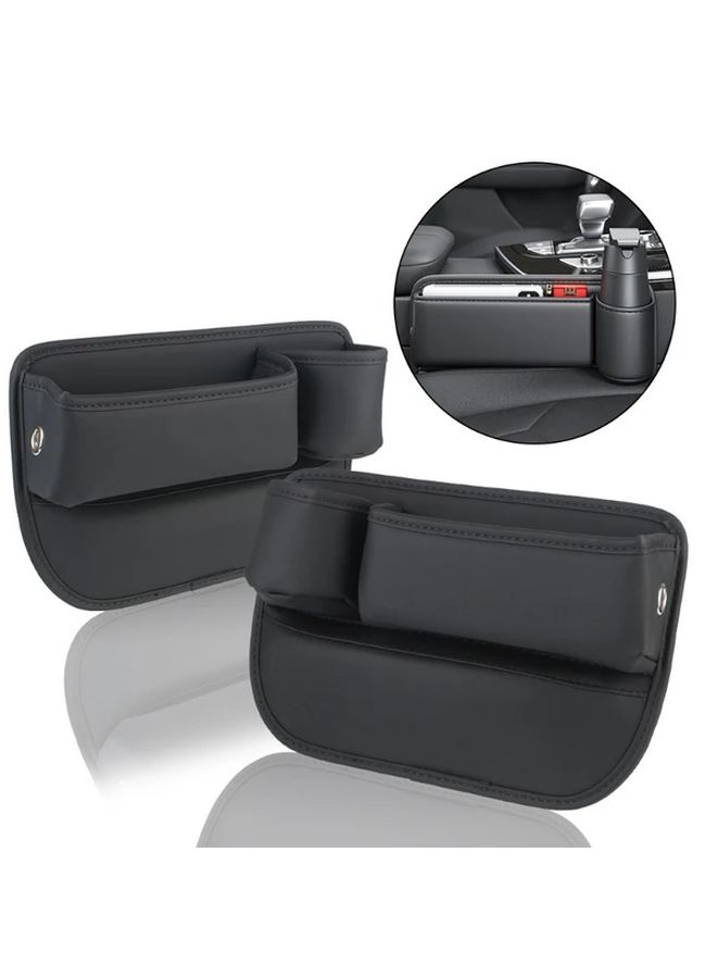 2 Pack Faux Leather Car Seat Gap Filler Storage Box for Phones Cups Accessories - Image 5