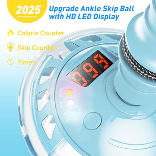 Flooyes Skip Ball for Kids Ankle Skip Ball Toy with Counter Timer and Cal Calculator Boys Christmas Birthday Gifts for Age 6 7 8 9 10 Rechargeable Colorful Flash Wheel Skip Ball for Boys - Image 5