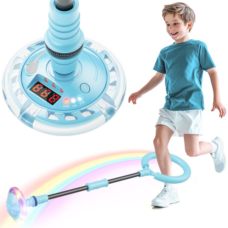 Flooyes Skip Ball for Kids Ankle Skip Ball Toy with Counter Timer and Cal Calculator Boys Christmas Birthday Gifts for Age 6 7 8 9 10 Rechargeable Colorful Flash Wheel Skip Ball for Boys - Image 3