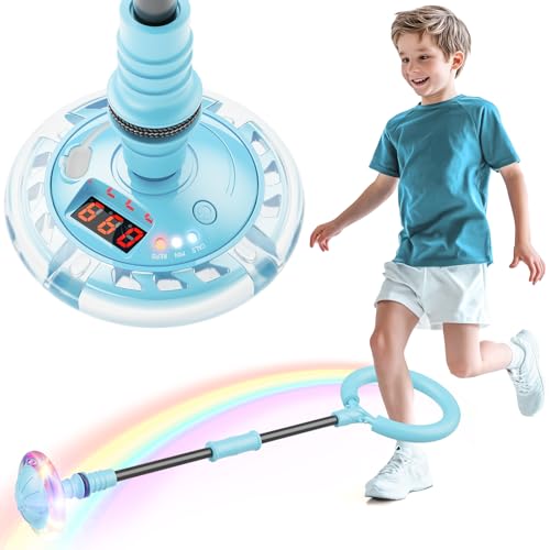 Flooyes Skip Ball for Kids Ankle Skip Ball Toy with Counter Timer and Cal Calculator Boys Christmas Birthday Gifts for Age 6 7 8 9 10 Rechargeable Colorful Flash Wheel Skip Ball for Boys - Image 1