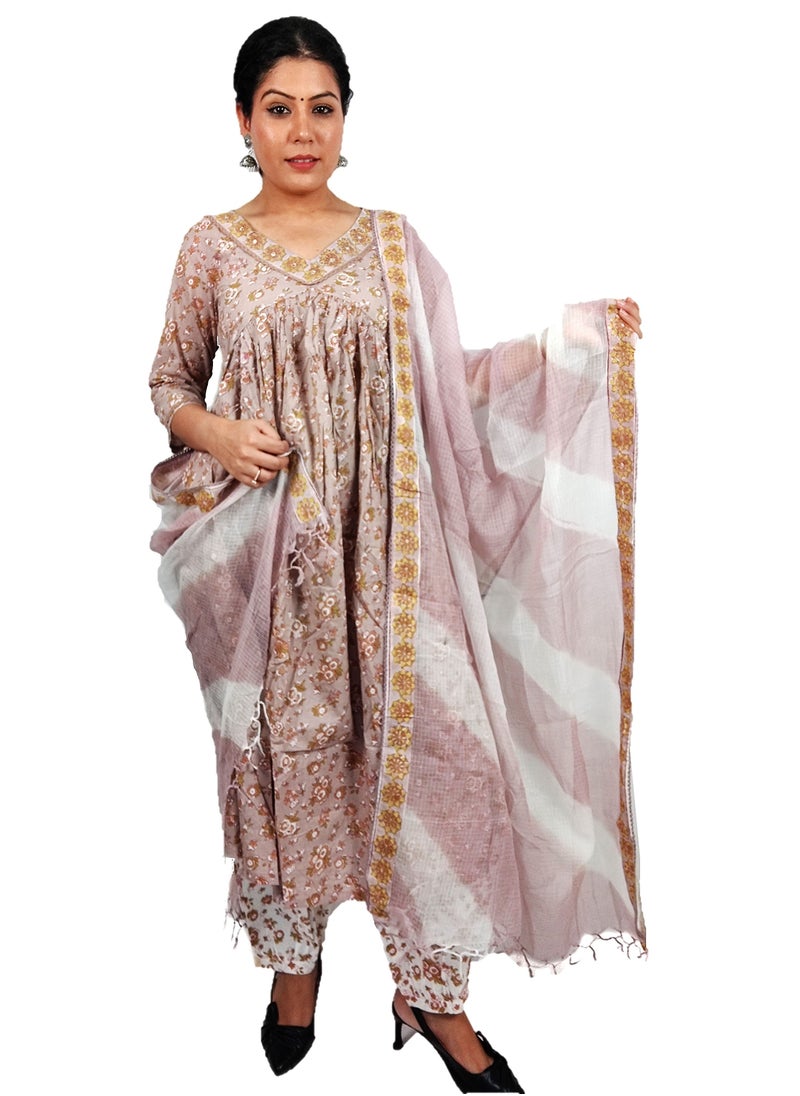 PRIYA’S PANACHE - PRIYA’S PANACHE Women Kurti with Dupatta and Palazzo Set | Ladies Top Kurta Kameez Salwar Suit Bottom Pant | Ethnic Indian Pakistani Party Dress | Traditional Festival Ready to Wear - Image 1