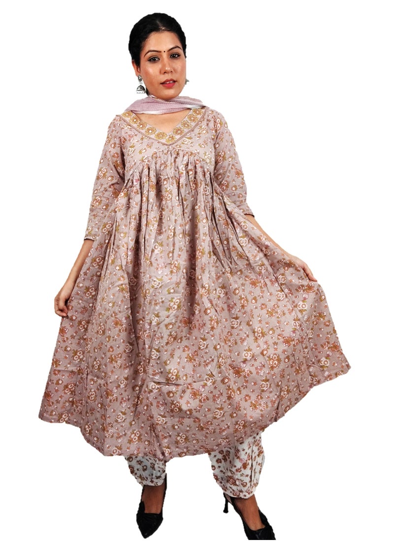 PRIYA’S PANACHE - PRIYA’S PANACHE Women Kurti with Dupatta and Palazzo Set | Ladies Top Kurta Kameez Salwar Suit Bottom Pant | Ethnic Indian Pakistani Party Dress | Traditional Festival Ready to Wear - Image 1