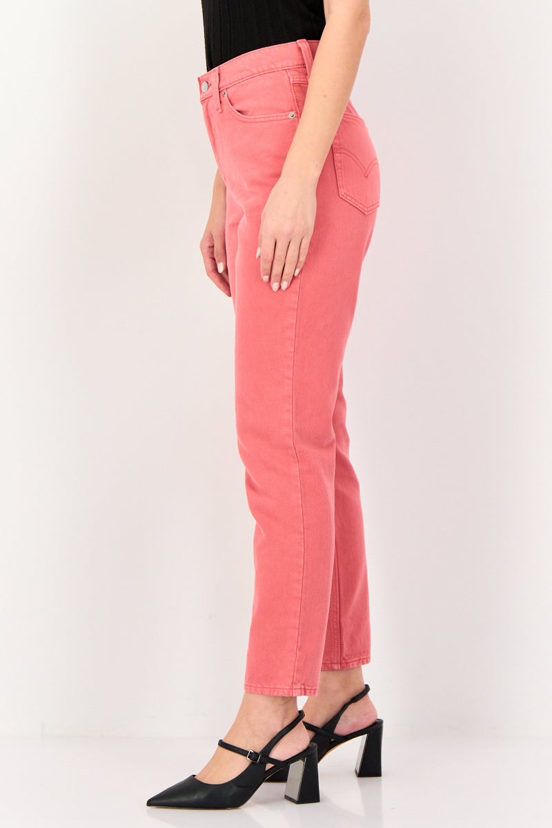 Levi's Women Mom Fit Solid No Stretch Jeans, Red - Image 4