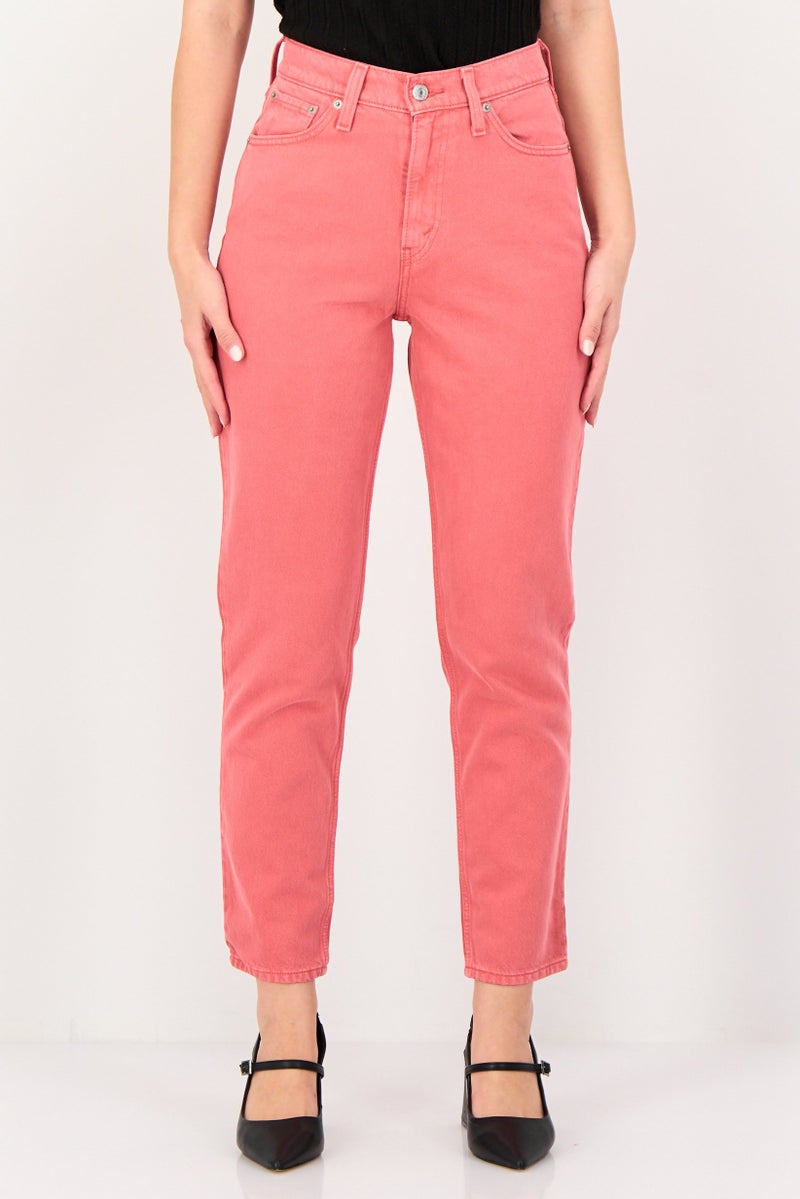 Levi's Women Mom Fit Solid No Stretch Jeans, Red - Image 1