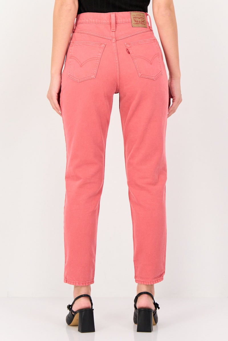 Levi's Women Mom Fit Solid No Stretch Jeans, Red - Image 3