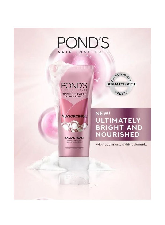 Pond's Bright Miracle Ultimate Clarity Niasorcinol Facial Foam with 20X Brightening & Nourishment Power 100g X 3 - Image 5