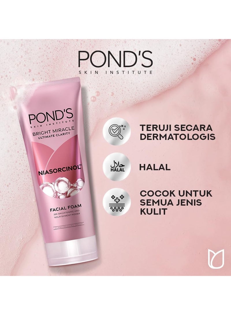 Pond's Bright Miracle Ultimate Clarity Niasorcinol Facial Foam with 20X Brightening & Nourishment Power 100g X 3 - Image 2