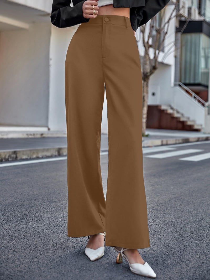 Aahwan Solid Brown High Rise Wide Leg Pants For Women's & Girls' (233-Brown-Xs) - Image 3