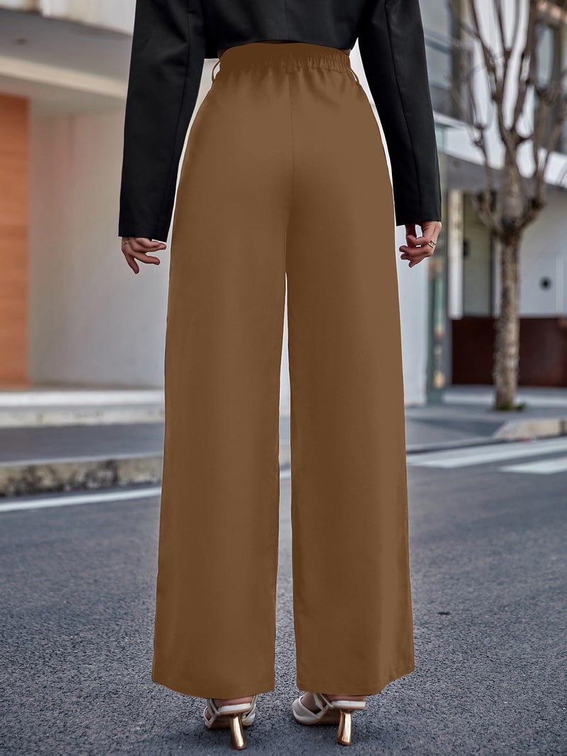 Aahwan Solid Brown High Rise Wide Leg Pants For Women's & Girls' (233-Brown-Xs) - Image 2
