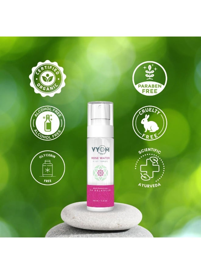 VYOM India Rose Water Toner Spray, Gulab Jal, 100% Pure extract of Rosa Damascena in Rose Water Mist Spray, Hydrating Toner, Tightens Pores, Organic, Natural, Herabal & Plant based -100ML - Image 5