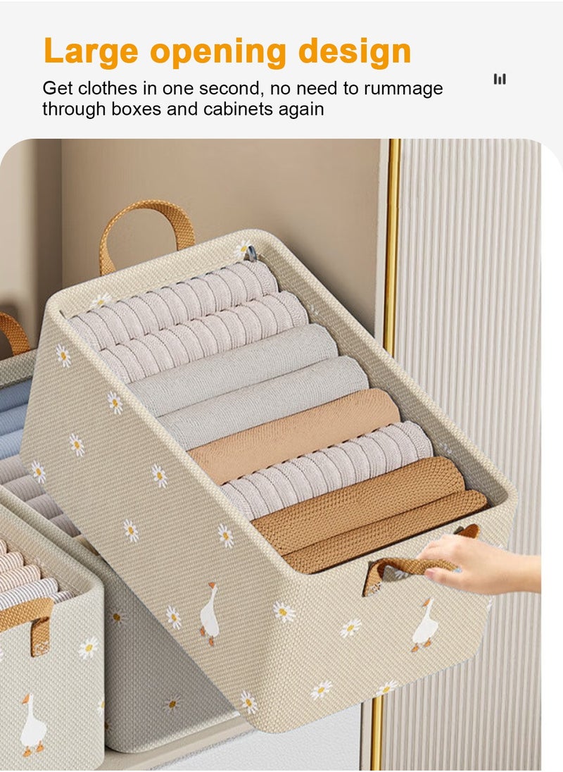 HomarKet 3pcs Wardrobe Clothes Organizer Foldable Closet Storage Organizer for Clothes Jeans Washable Closet Storage Boxes with Carrying Handles Cube Storage Bin for Home Bedroom Office  - Image 2