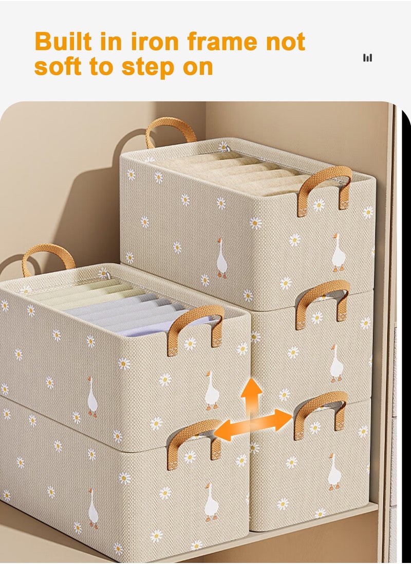 HomarKet 3pcs Wardrobe Clothes Organizer Foldable Closet Storage Organizer for Clothes Jeans Washable Closet Storage Boxes with Carrying Handles Cube Storage Bin for Home Bedroom Office  - Image 3
