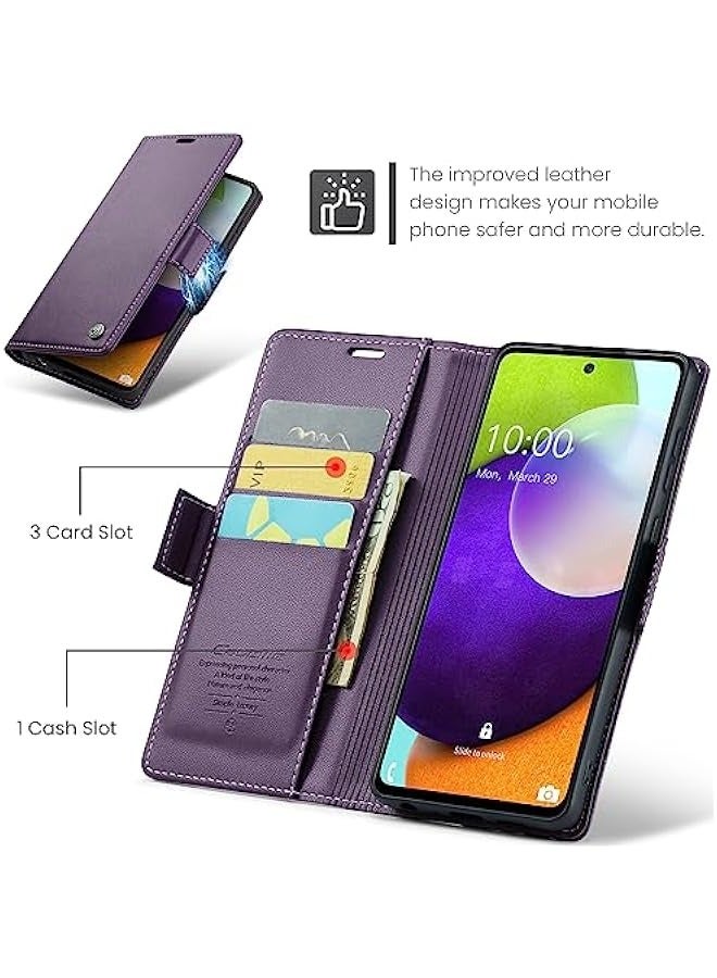 Samsung Galaxy A52 5G\/A52s 5G RFID Blocking Wallet Case - Purple - Image 3