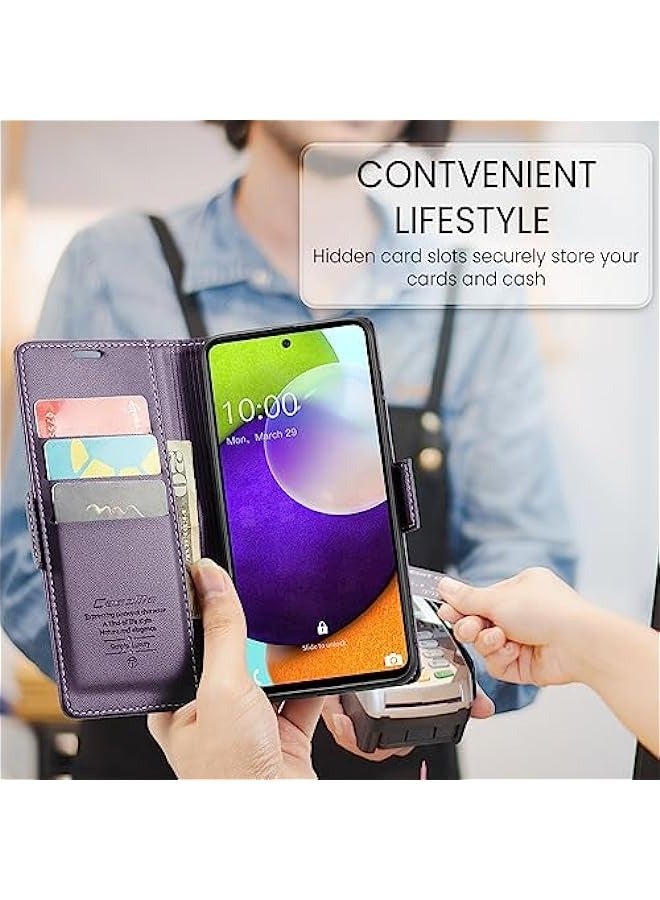 Samsung Galaxy A52 5G\/A52s 5G RFID Blocking Wallet Case - Purple - Image 5