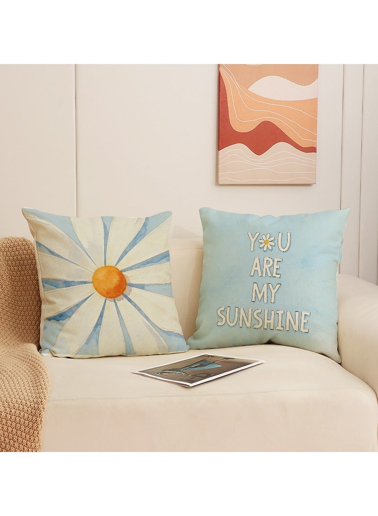 4 Pcs Daisy Printed Pillow Covers 45*45cm Home Sofa Bedroom Decor Cushion Cases Only Covers - Image 2