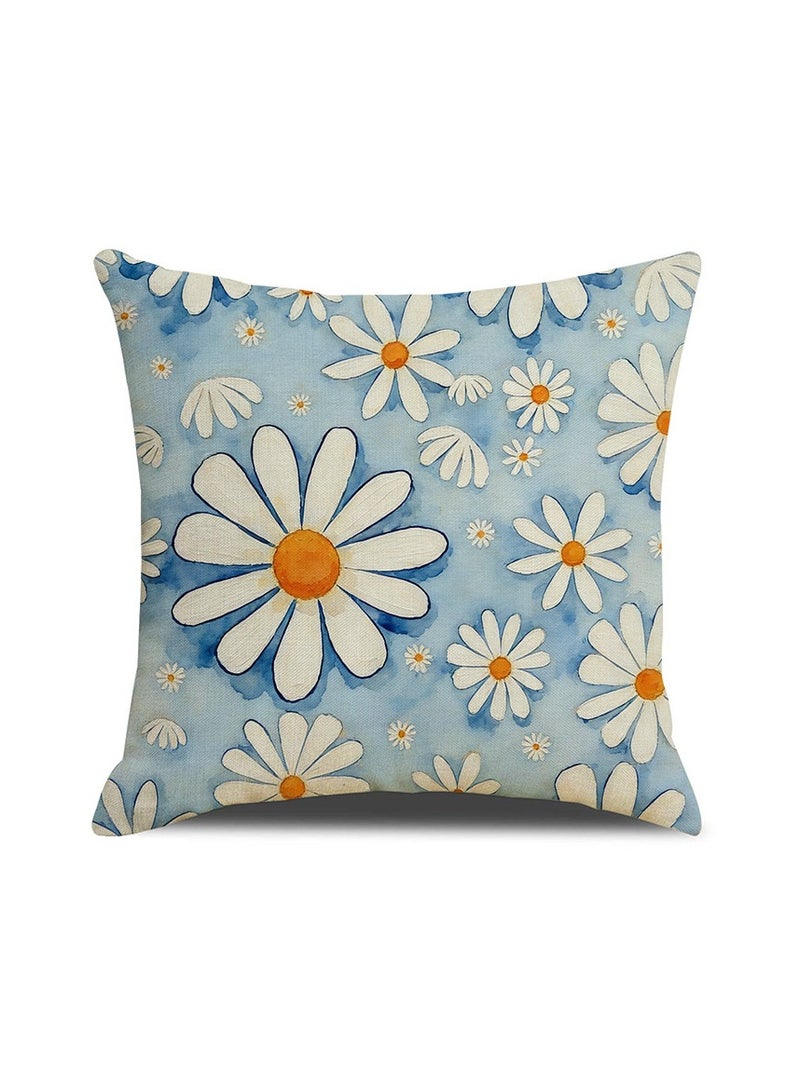 4 Pcs Daisy Printed Pillow Covers 45*45cm Home Sofa Bedroom Decor Cushion Cases Only Covers - Image 5