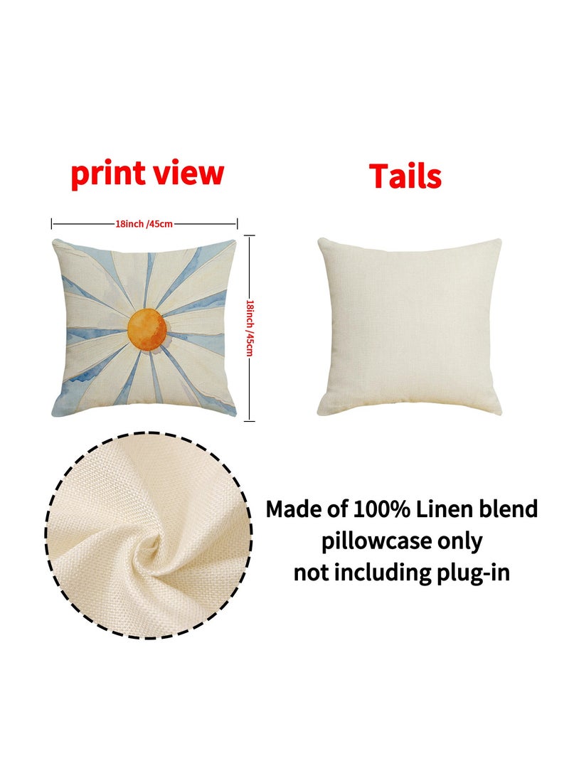 4 Pcs Daisy Printed Pillow Covers 45*45cm Home Sofa Bedroom Decor Cushion Cases Only Covers - Image 4