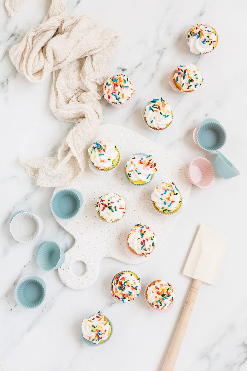 The Silicone Kitchen Reusable Silicone Baking Cups Silicone Muffin Liners for Cupcakes, BPA Free, Mini, 24 Pack, Pink Gray Blue - Image 3