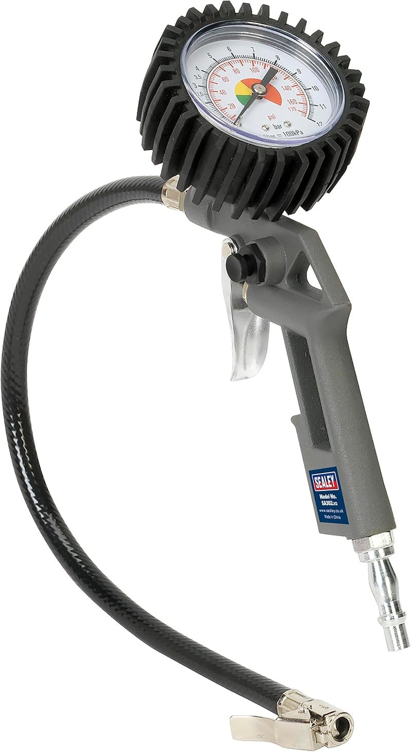 Sealey SA302 Tyre Inflator with Gauge - 311mm x 132mm x 86mm - Image 1
