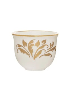 Alsaif Gallery Set of 12 white Arabic coffee cups with gold leaf pattern Al-Saif Gallery  - Image 2